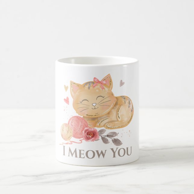 Caneca de Café de Gato Meow Eu Te Amo (Centro)