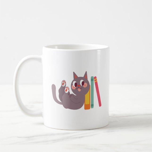 Caneca de Café de Gato Tom Simples Branco (Esquerda)