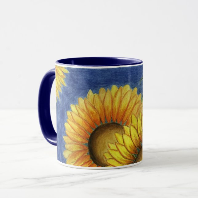 Caneca de Café de Girassol Presente de Aniversário (Frente Esquerda)