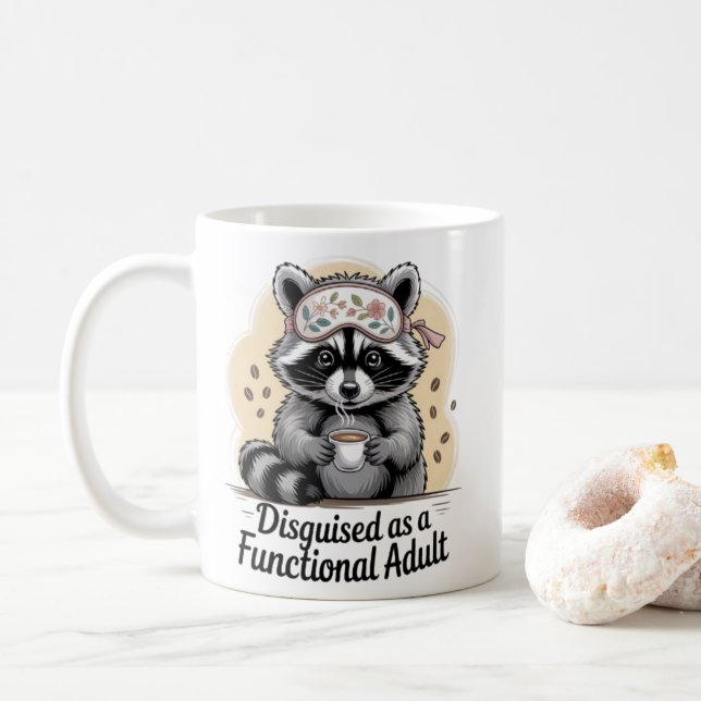 Caneca de Café de Guaxinim Engraçada Disfarçada de (Com Donut)