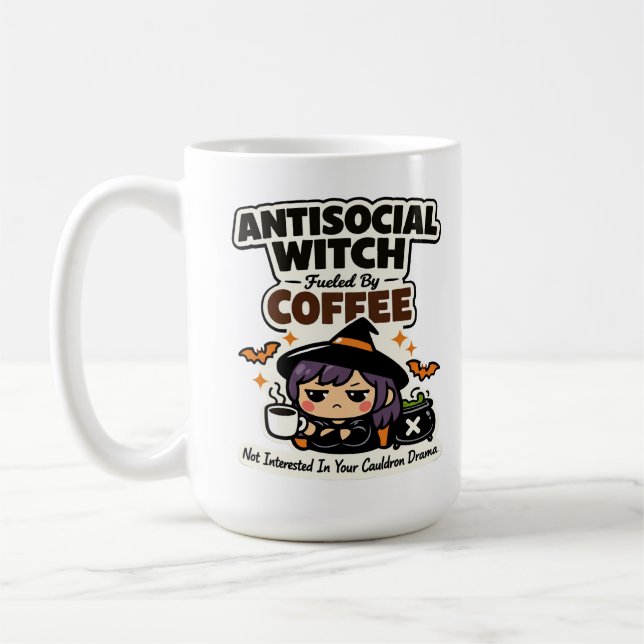 Caneca de café de Halloween de Bruxa Antissocial (Esquerda)