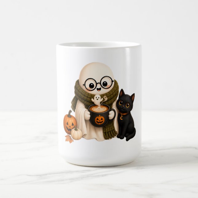 Caneca de Café de Halloween Fantasma Fofo e Aconch (Centro)