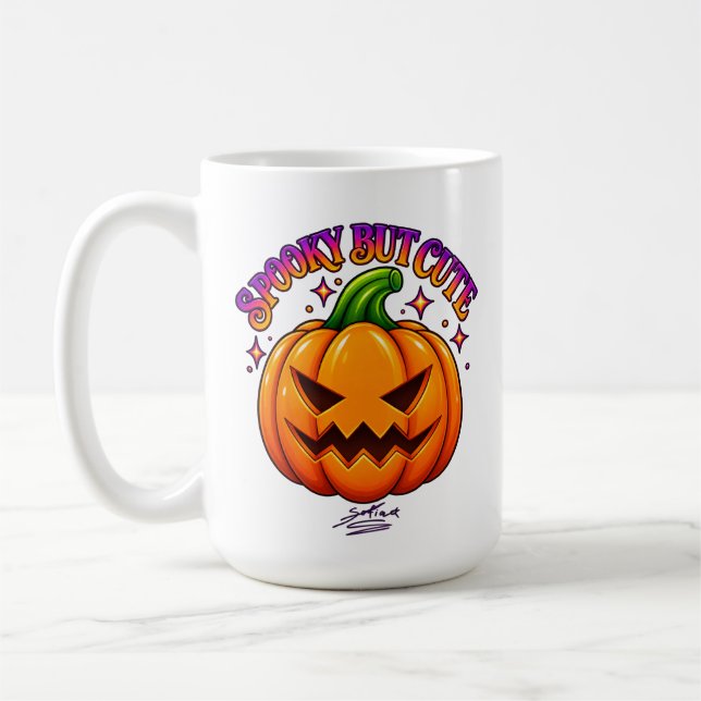 Caneca de café de Halloween fofa Abóbora Assustado (Esquerda)