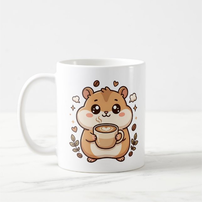 Caneca de Café de Hamster Fofo Café com Abraço (Esquerda)