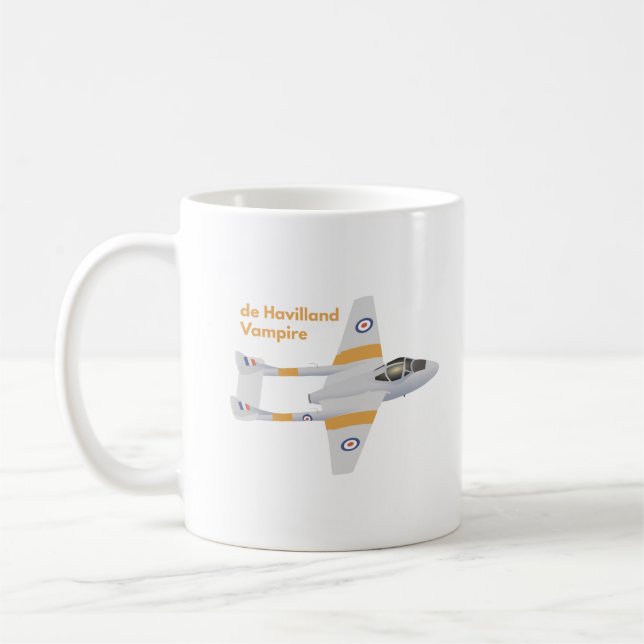 Caneca De Café de Havilland Vampire British WW2 Airplane (Esquerda)