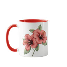 Caneca de café de hibisco botânico vintage, chá