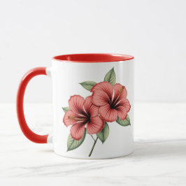 Caneca de café de hibisco botânico vintage, chá