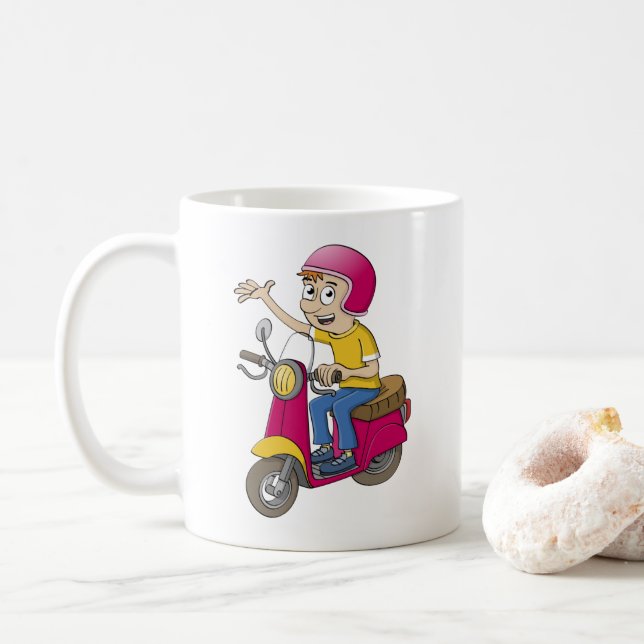 Caneca De Café De jongen op de scooter (Com Donut)