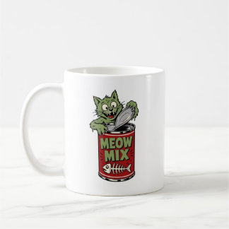 Caneca de Café de Lata Abrindo Gato Zumbi Engraçad