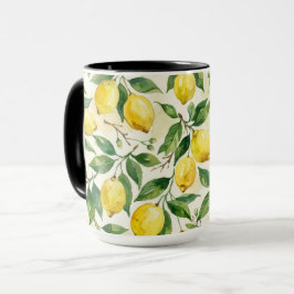 Caneca de café de limões adoráveis da primavera