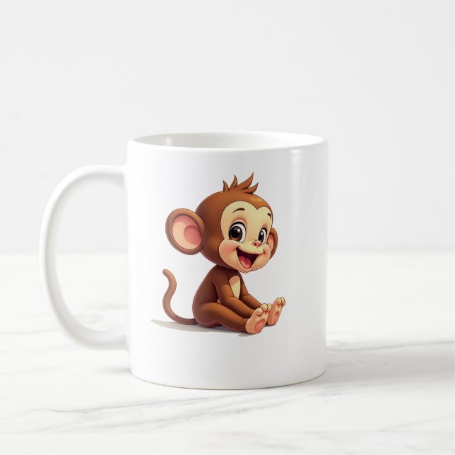 Caneca de Café de Macaco Bebê Fofo (Esquerda)