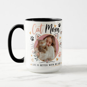Caneca de Café de Mãe de Gata com Foto Personaliza