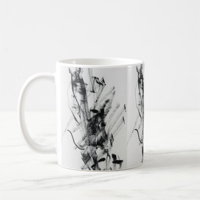 Caneca de Café de Mármore Abstrato Preto e Branco  (Esquerda)