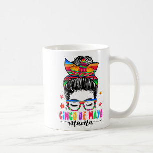 Caneca De Café De Mayo Mama Messy Bun Hair Mexicano Mãe Mãe Da