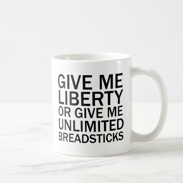 Caneca De Café Dê-Me Liberdade Ou Dê-Me Palitos Ilimitados (Direita)