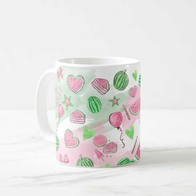 Caneca de Café de Melão de Verão Divertida (Frente Esquerda)