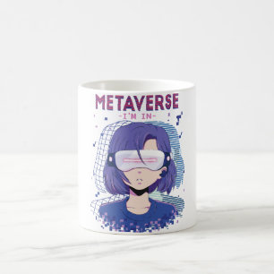 Caneca de café de menina de anime com óculos de re