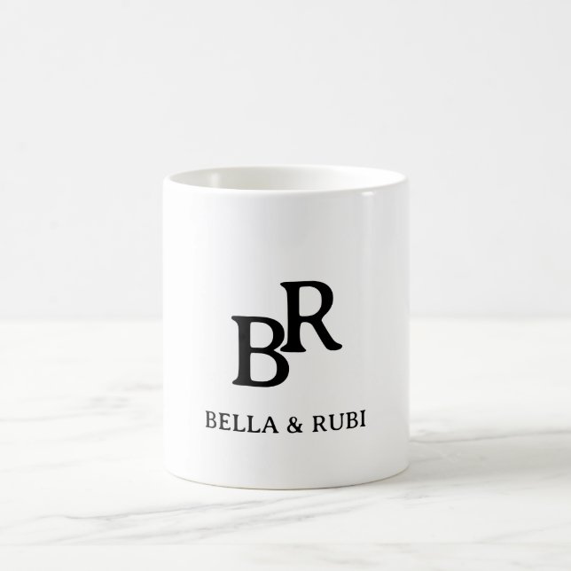 Caneca de Café de Monograma de Casamento Minimalis (Centro)