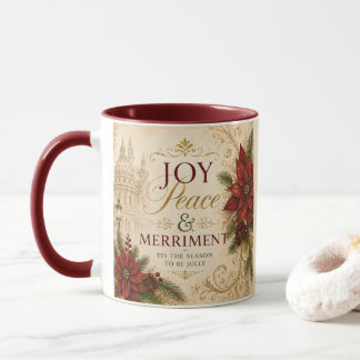 Caneca de Café de Natal Alegria Elegante Paz e Ale
