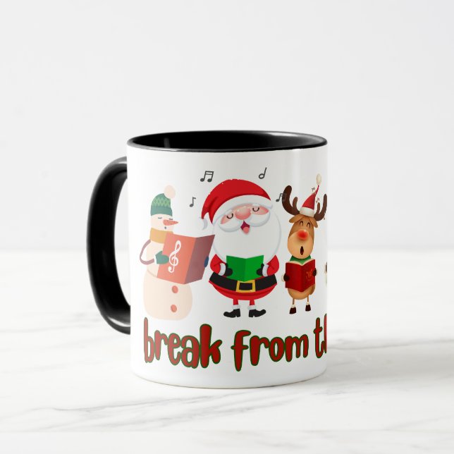 Caneca de Café de Natal Cantando (Frente Esquerda)