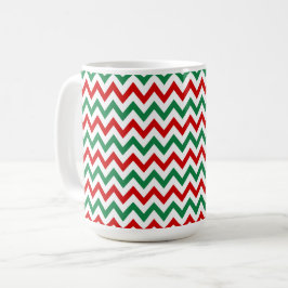 Caneca de Café de Natal Chevron Vermelha e Verde