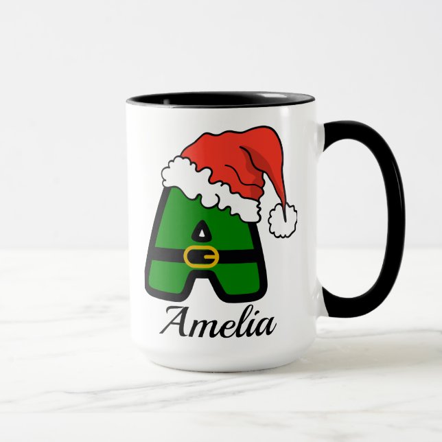 Caneca de Café de Natal com Alfabeto Personalizado (Direita)