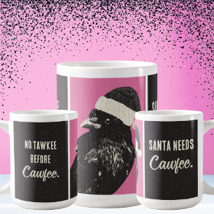 Caneca de Café de Natal Crow Santa Rosa Preto Cawf