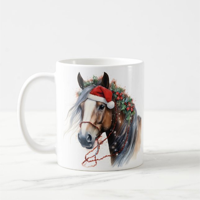 Caneca de café de Natal de cavalo feriado (Esquerda)