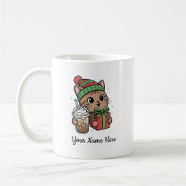 Caneca de Café de Natal de Gato Kawaii