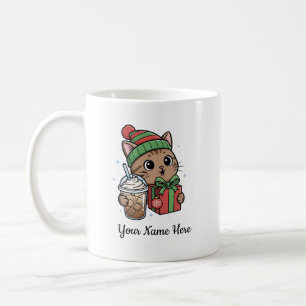 Caneca de Café de Natal de Gato Kawaii