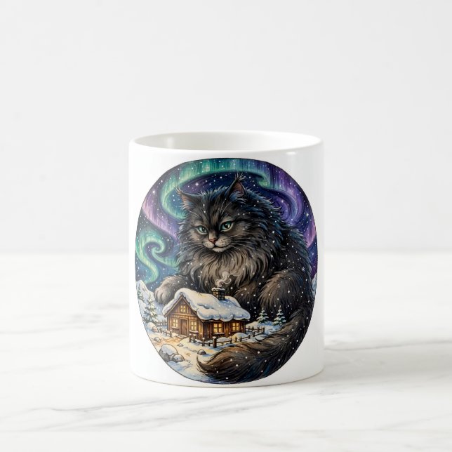 Caneca de Café de Natal do Gato de Yule (Centro)