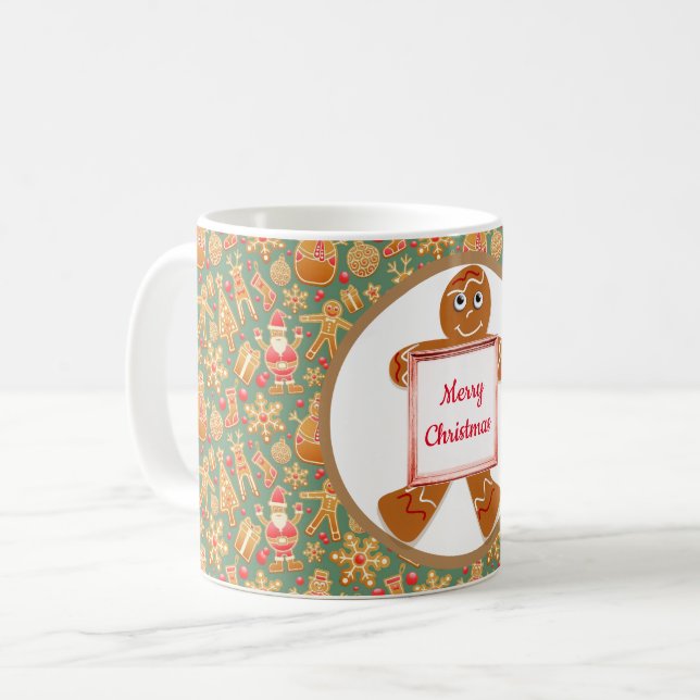 Caneca de Café de Natal Homem de Biscoito (Frente Esquerda)