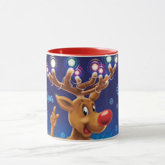 Caneca de café de Natal personalizada, Rudolph e l (Centro)