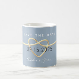 Caneca de Café de Noivado em Azul Empoeirado para