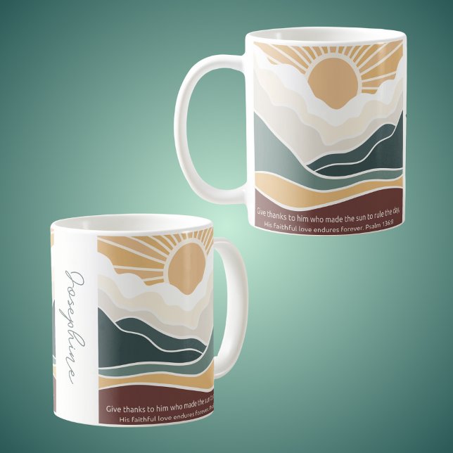 Caneca De Café Dê Obrigados a ele Christian Boho Sunrise (Criador carregado)
