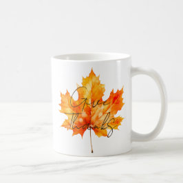 Caneca De Café Dê Obrigados Caindo Folhas de Ação de Graças