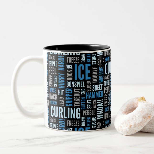 Caneca de café de ondulação da + - azul e preto (Com Donut)