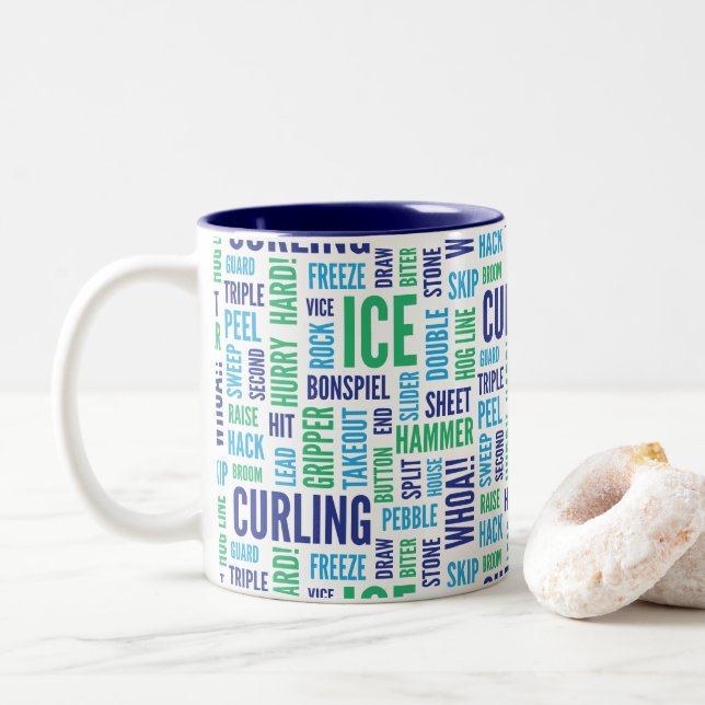 Caneca de café de ondulação da + - azul e verde (Com Donut)