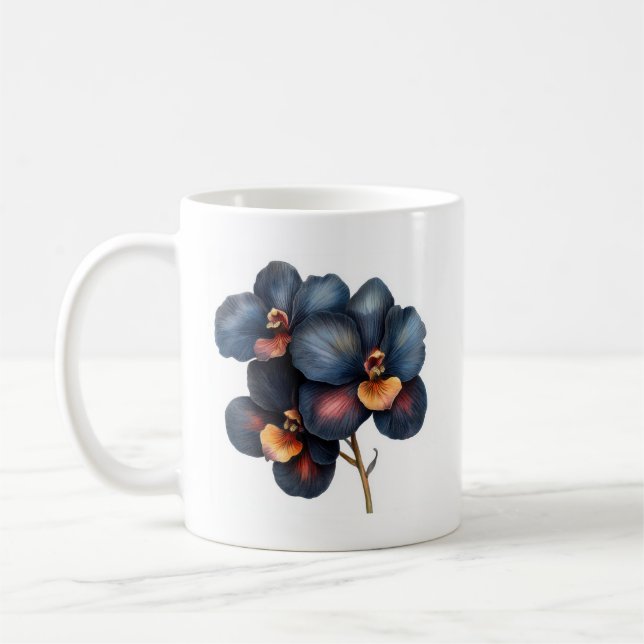 Caneca de café de orquídea negra clássica (Esquerda)