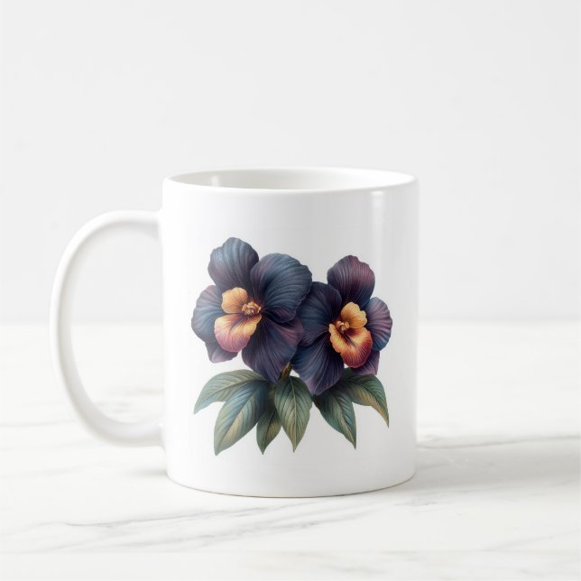 Caneca de café de orquídea negra e elegante (Esquerda)