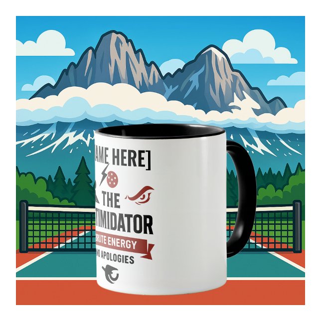 Caneca de Café de Pickleball com Design do Intimid (PICKLEBALL PERSONALIZED NAME COFFEE MUG)