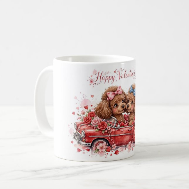 Caneca de Café de Poodle Fofa – Caneca para Amante (Frente Esquerda)