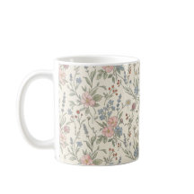 Caneca de Café de Prado de Flores Silvestres Botân