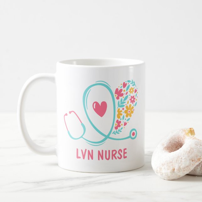 Caneca de café de presente para enfermeira LVN (Com Donut)
