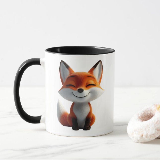 Caneca de Café de Raposa Fofa | Design de Caneca d (Com Donut)