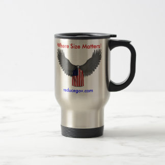 caneca de café de Reducegov.com onde o tamanho