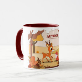 Caneca de café de rena de desenho animado