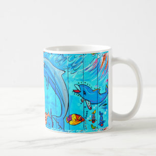 caneca de café de riso dos golfinhos