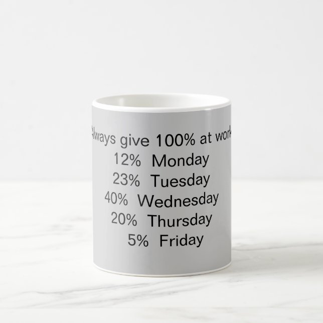 Caneca De Café Dê sempre 100% no trabalho: (Centro)