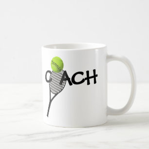 Caneca de Café de Treinador de Tênis Raquete Bola 